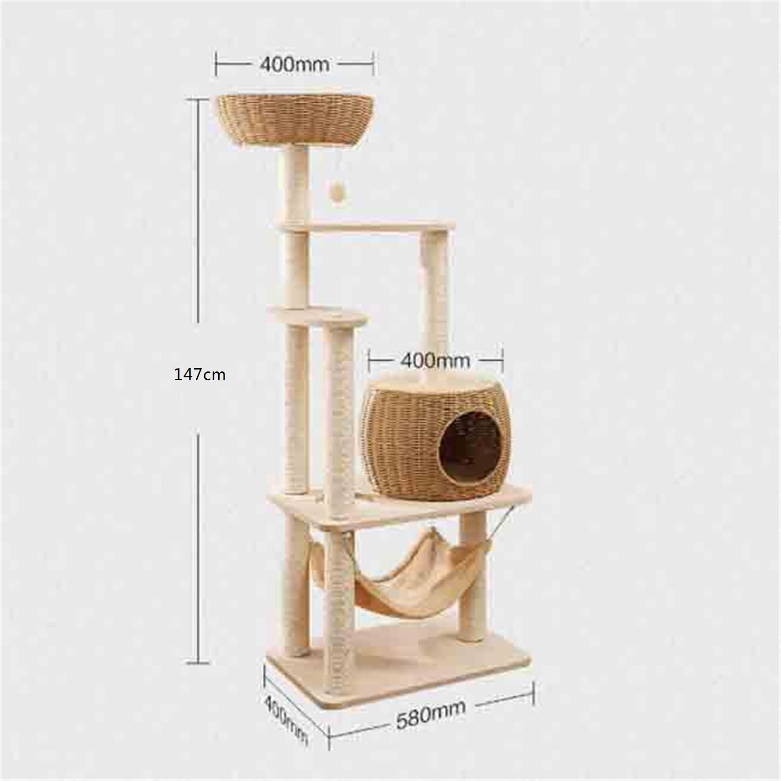 Torre dell'albero del gatto Torre for gatti multi-livello con posatoi superiori Condominio for grande grotta