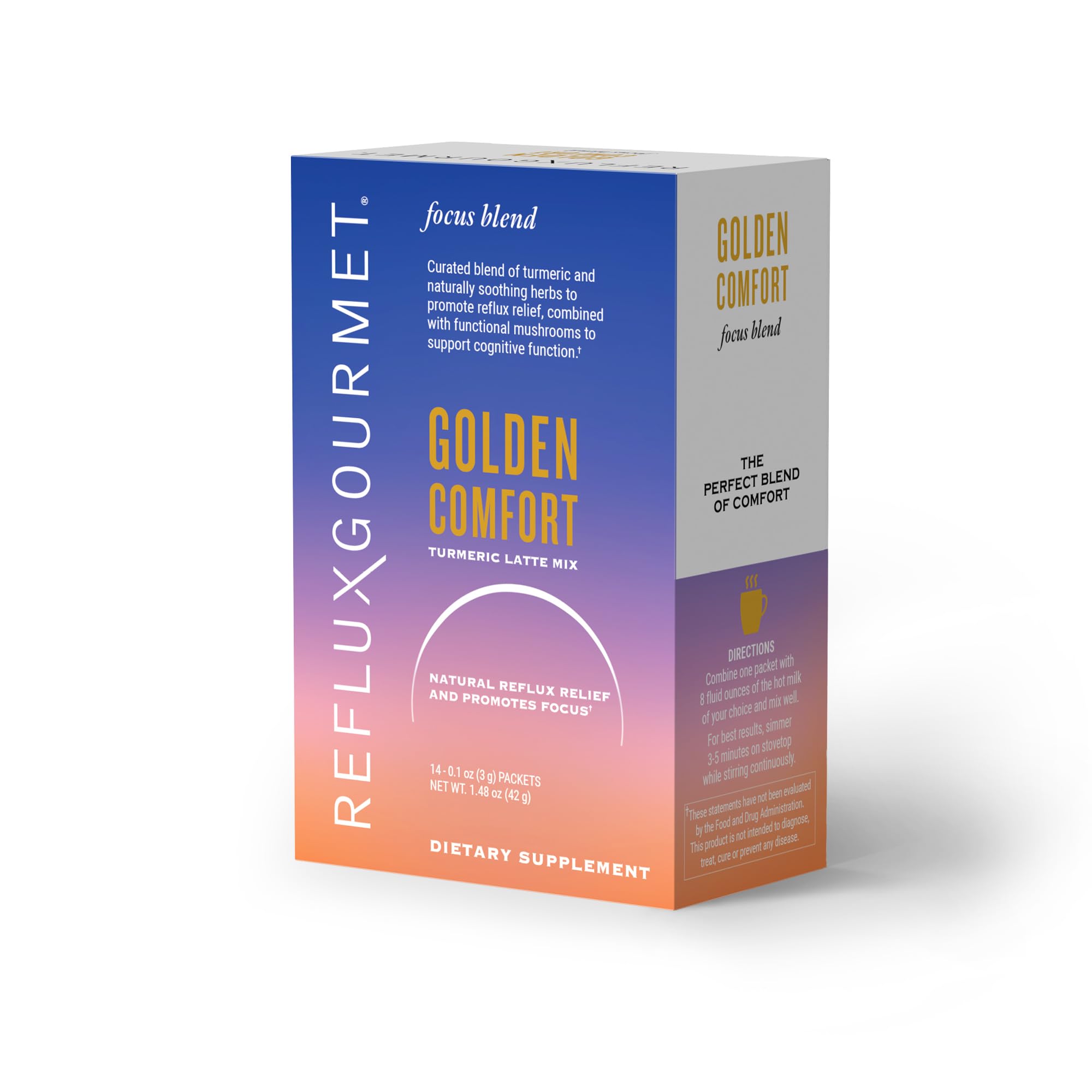 REFLUX GOURMET Golden Comfort Focus Blend – Turmeric Latte with Functional Mushrooms & Black Pepper Extract – 14 ct — Amazon image 3