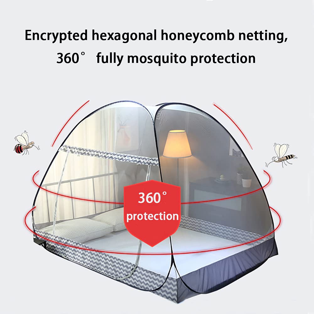 Moustiquaire de Lit Pliable Pop Up Grand Moustiquaire Tente en Forme de Dôme Porte Simple Camping Mosquito Rideau Facile à Installer pour Chambre à Coucher