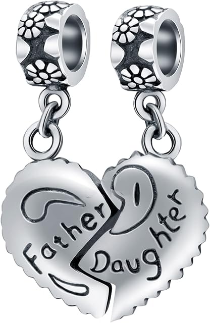 CRISNATA Mothers Day Theme Charm-925 Sterling Silver Mother/Daughter, Mother/Son, Father/Daughter Heart Split Pendant Beads, fits European Charms Bracelet, Gifts for Mum/Mummy/Girl/Boy/Grandma