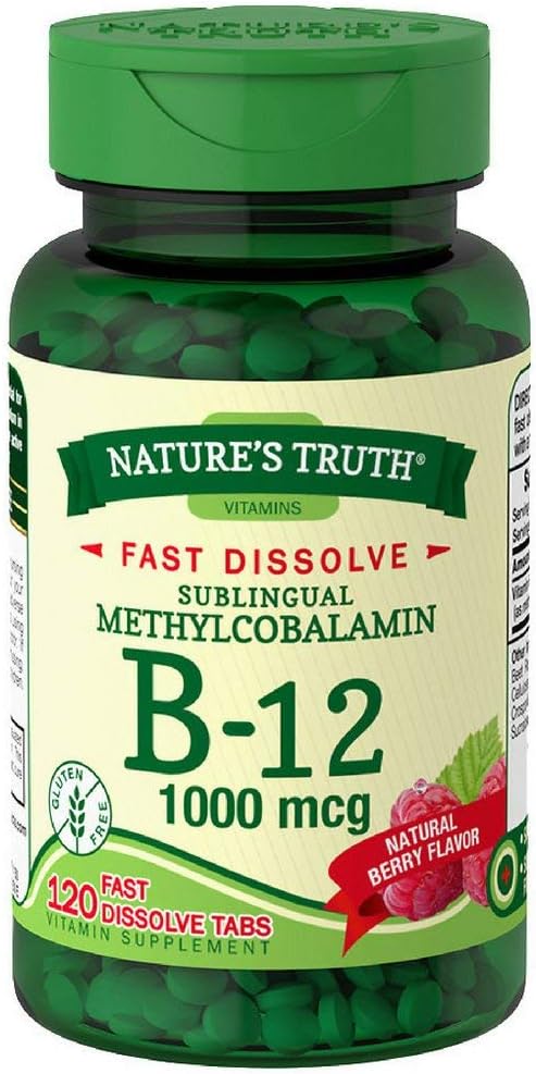 Nature's Truth Vitamin B-12 1000 mcg Fast Dissolve Tablets, Natural Berry Flavor 120 ea (Pack of 2)