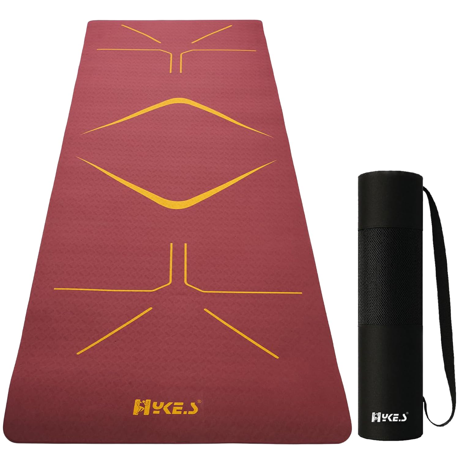 Hykes Yoga Mat 6mm Body Alignment Exercise Mat For Home Workout For Men GymMat For Home Use Alignment Design Yogamat