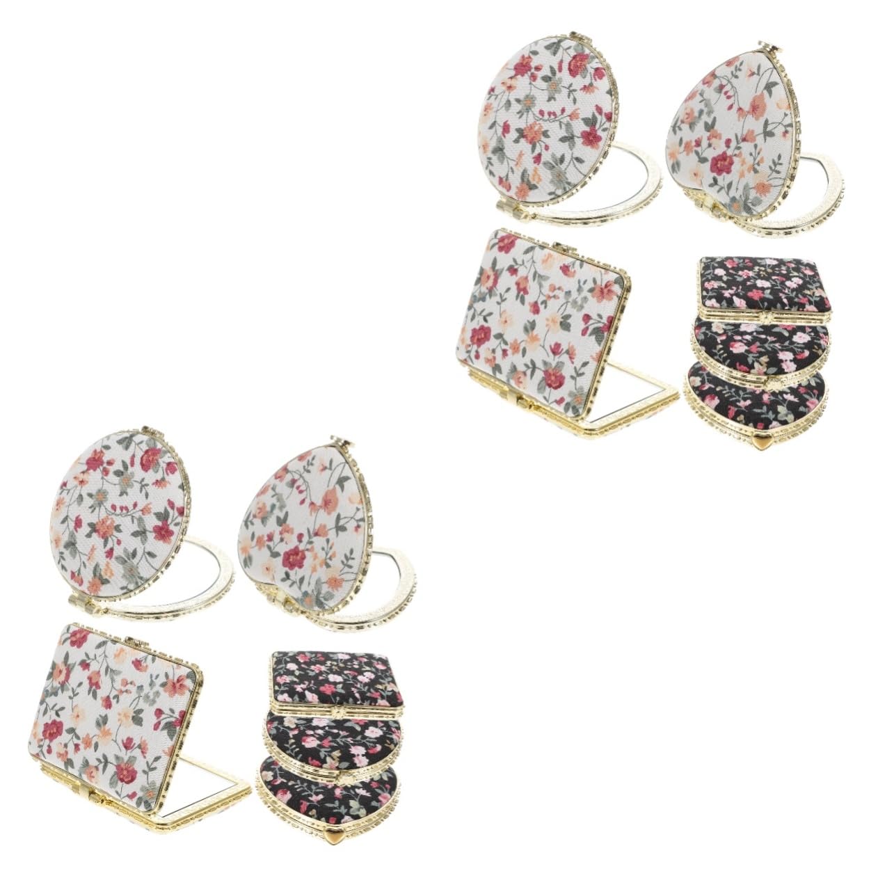 SHERCHPRY 2 Series Espejo De Viaje Compacto Doble Cara Espejo Portátil para Maquillaje Incluye Diseño Redondo Y Rectangular Colores Y Negro para Bolsos Y 6 Piezas*2