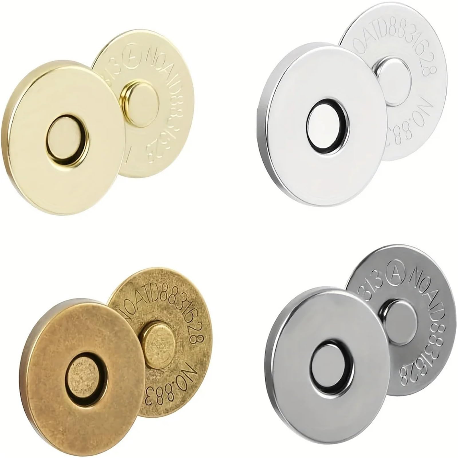 Magnetic Press Studs 40pcs 14mm Magnetic Button Clasps Set - Metal Snap Fasteners for Sewing, Crafts, Wallets, Bags, Clothes, Leather