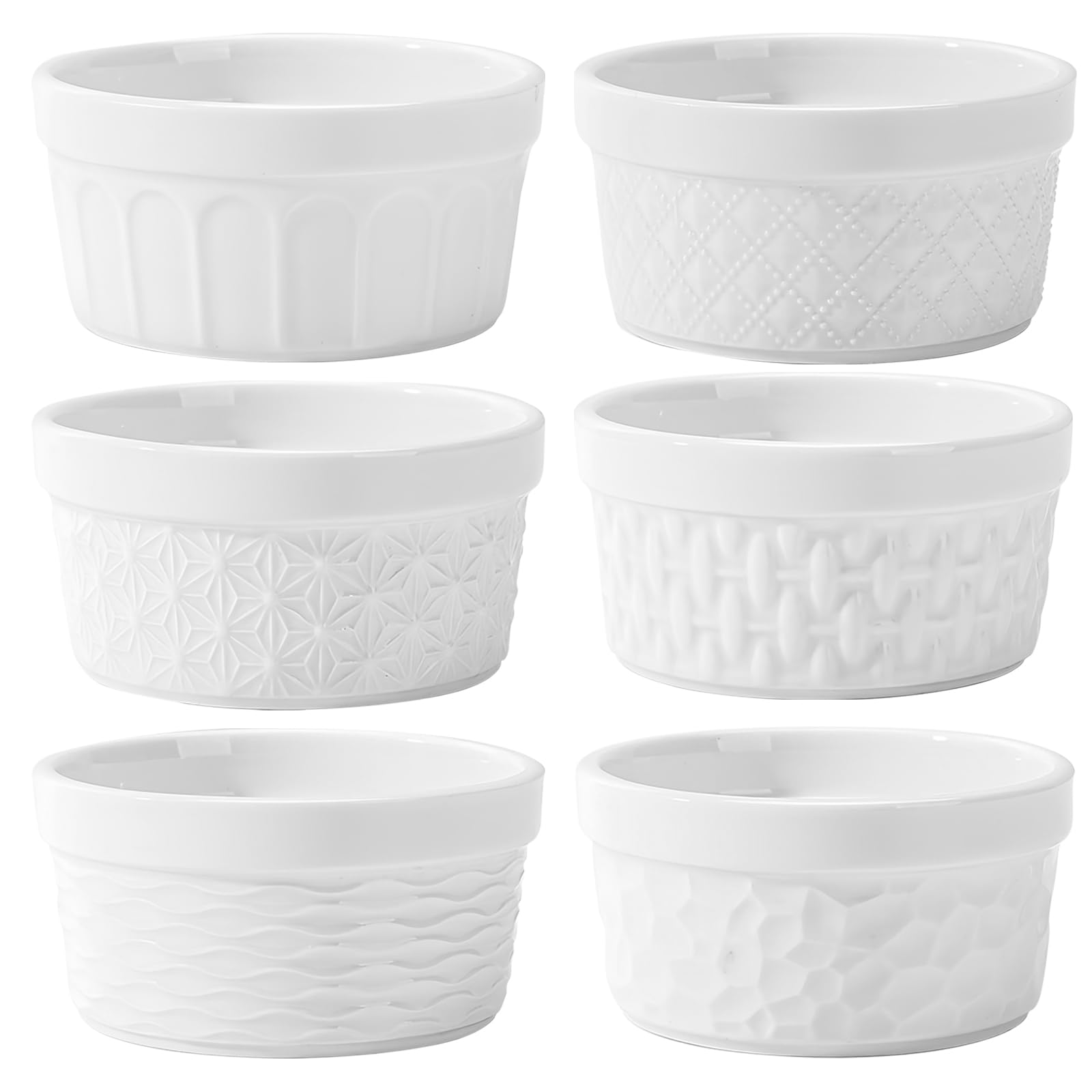 Creme Brulee Schälchen 6 Stück, 160ml Souffle Förmchen Backofenfest, Creme Brulee Schalen, Ragout fin Schalen, Ofenfeste Förmchen, Würzfleisch Schalen, Souffleeförmchen Backofenfest, Weiß