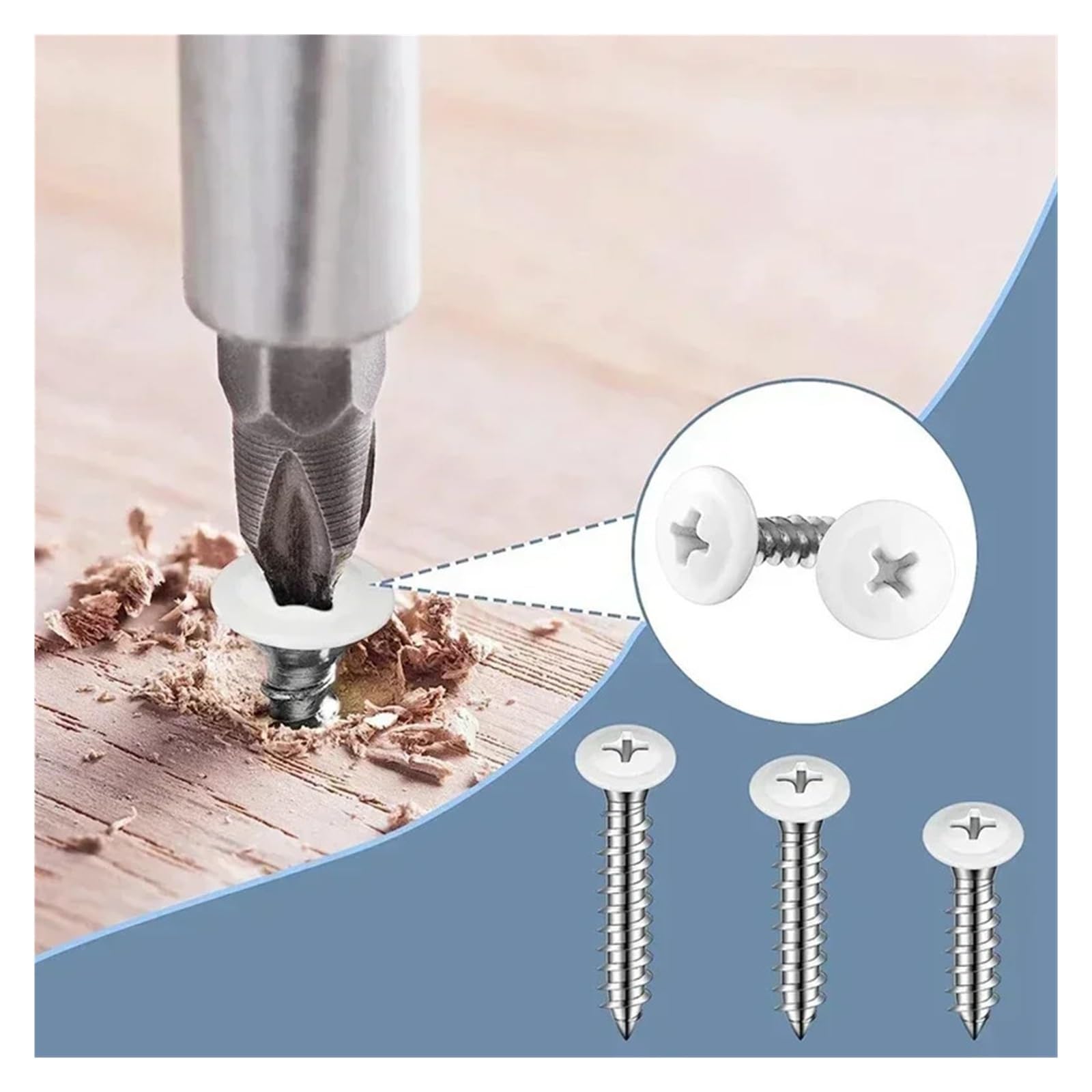 Genérico Tornillo autorroscante de Cabeza Plana for Madera con Hueco en Cruz, for Madera, Chapa Blanca, Rosca Redonda, for gabinete(ST4.2 50)