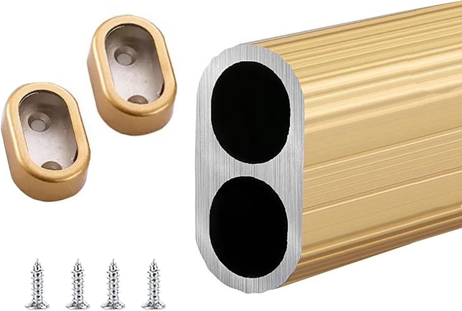 Oval Closet Rod Length 12 to 60 Inch Aluminum Alloy, Space Saving Closet Rods with Screws & Flange, Closet Rods for Hanging Clothes Heavy Duty,Length 1.25m/49.2in