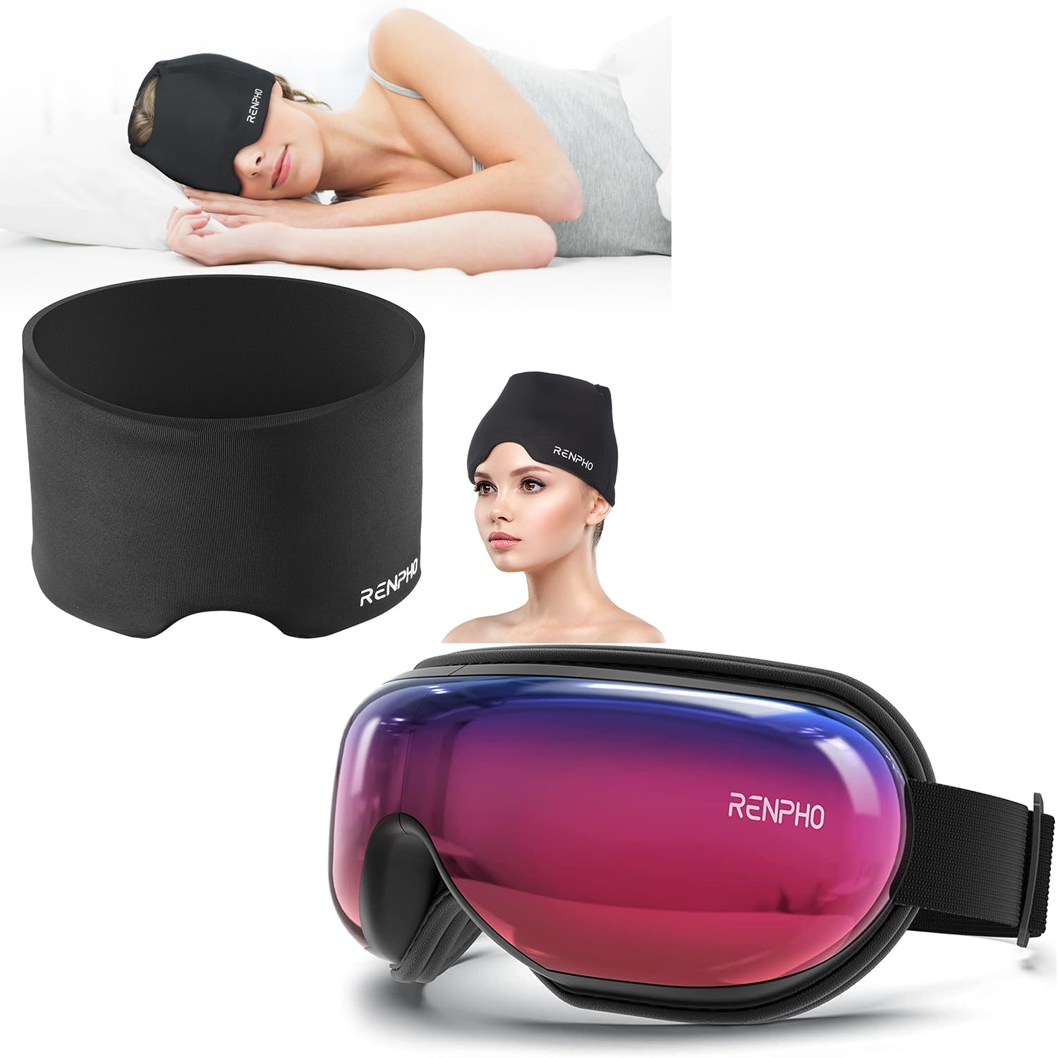 Renpho Headache Relief Hat with Hot or Cold Therapy Eyeris 1 - Eye Massager with Heat