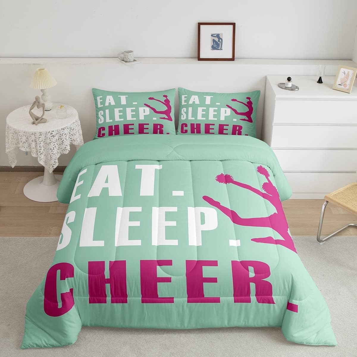 Feelyou Cheer Comforter Set Toddler Size 3Pcs for Kids Teens