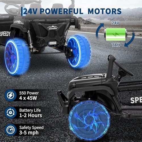 24V 2-Seater Ride on UTV Truck with Remote Control – 4WD Electric Vehicle Designed for Big Kids, Featuring Spring Suspension, Front and Behind LED Lights, Dual Storage Compartments, 3 Speed Settings, by EliteEdge - Used condition - Image 3