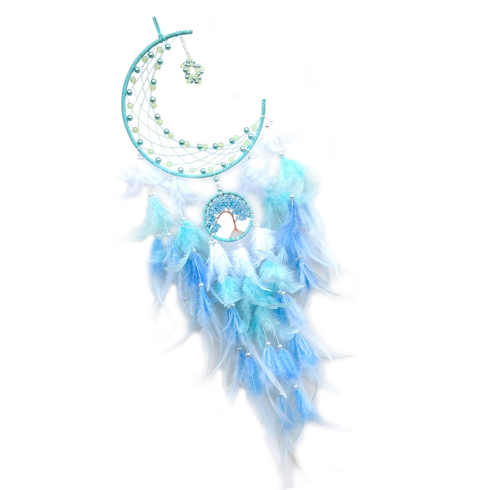 Ramadans Glowing in Dark Beads Star Feathered Tassels Dreamcatchers Windchimes for Home Decors Hanging Ornament Dreamcatchers Windchimes