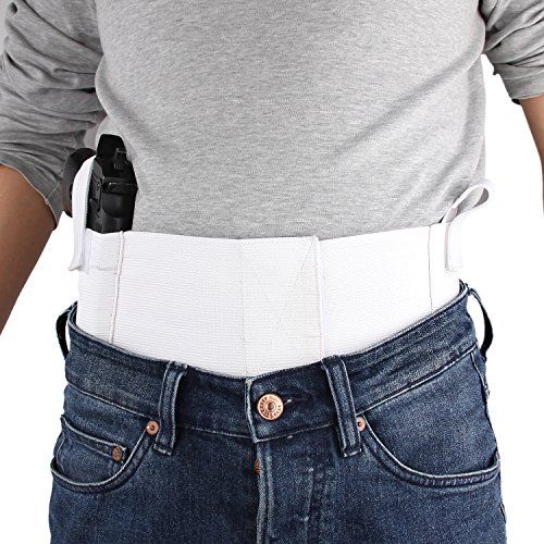 LINIXU Belly Band with 2 Mag Pouches White (Large 39-44inches)