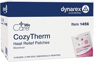 Dynarex CozyTherm Heating Relief Patch, Heating Pad for Period Cramps - Drug-Free, Odorless, 8-Hour Relief, 3 Individually Wrapped Patches per Box, 10 Boxes per Case