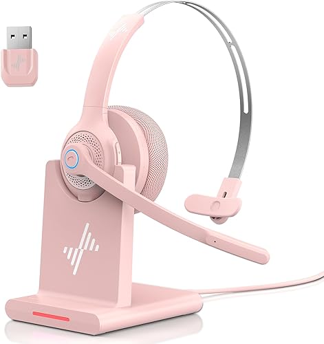 Miniatura 10 de Auriculares inalámbricos Bluetooth con micrófono para el trabajo, Bluetooth 5.2, micrófono avanzado de reducción de ruido, llamadas claras, cómodos