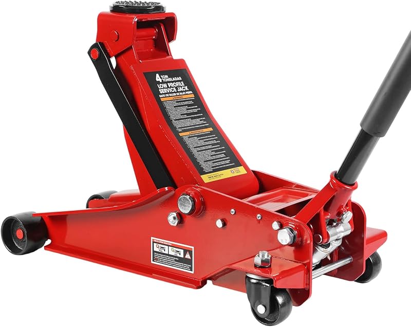 4 Ton Low Profile Hydraulic Service Floor Jack, Dual Piston Fast Lift Pump, 8000 lb Heavy Duty Capacity