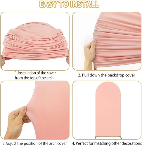 Miniatura 3 de FUHSY Cubierta de fondo para arco de boda, cubierta redonda de 5 pies, cubierta de arco de boda, fundas arqueadas de fiesta, tela elástica para