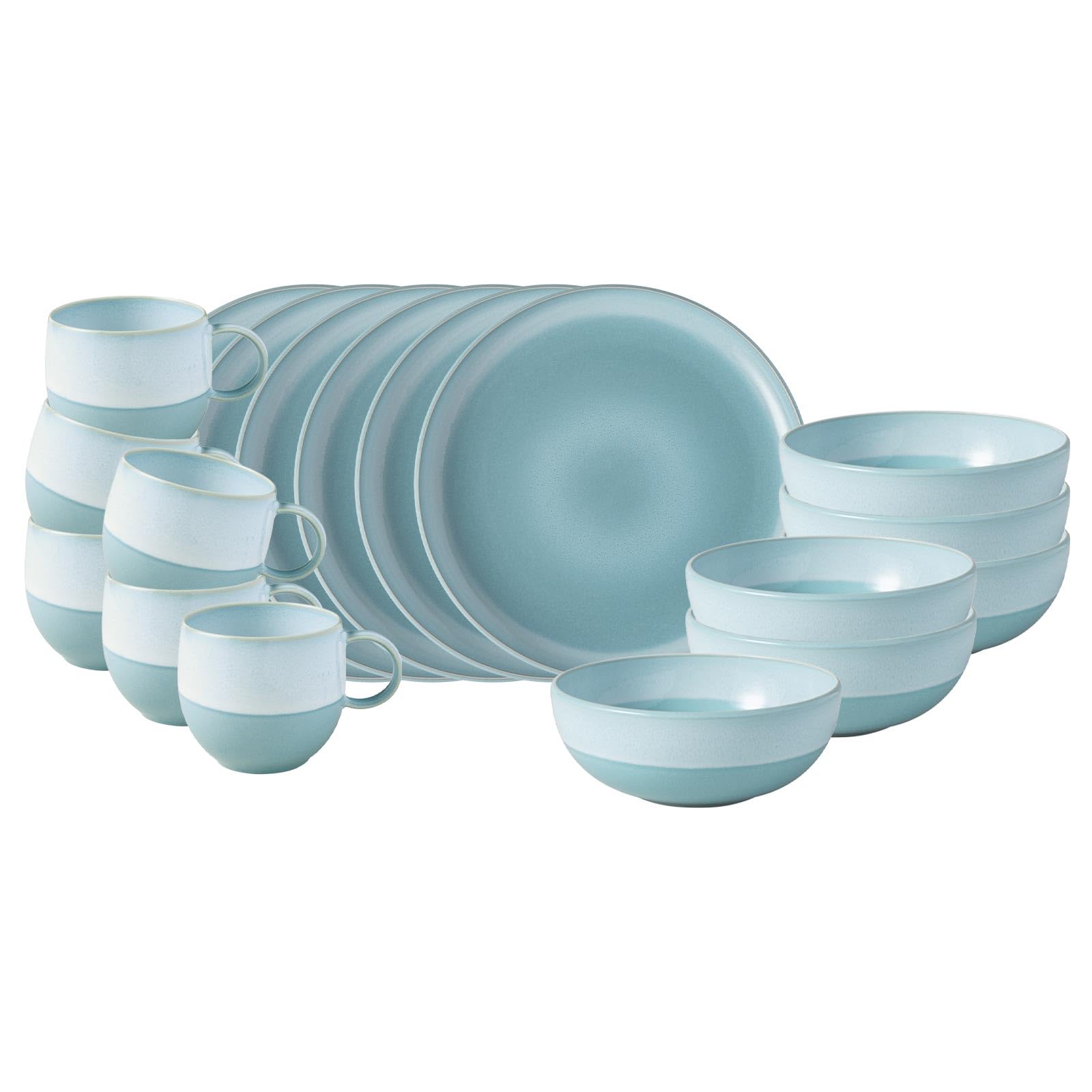 Service de table pour 6 personnes bleu de 18 pièces lavable au lave-vaisselle moderne