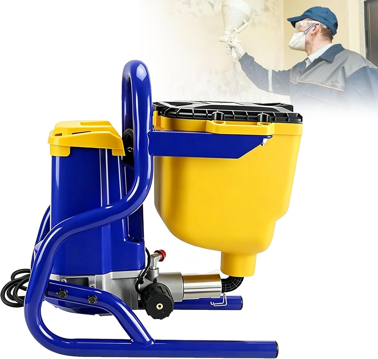 Elektryczny bezpowietrzny pistolet natryskowy o mocy 850 W, przenośny natrysk z zasobnikiem 4,5 l, przepływem 2,1 l/min, ciśnieniem 20 mpa do stosowania wewnątrz i na zewnątrz domu