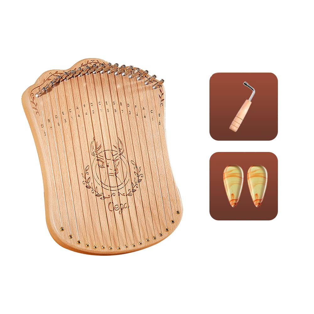 HUIOP Harpe lyre à 17 cordes en bois de hêtre massif portable avec clé à molette