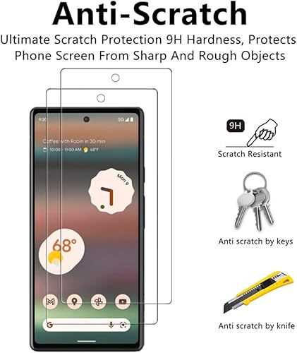 Miniatura 3 de VIESUP Protector de pantalla transparente para Google Pixel 6a HD de vidrio templado, 2 unidades, dureza 9H, antiarañazos, protector de pantalla