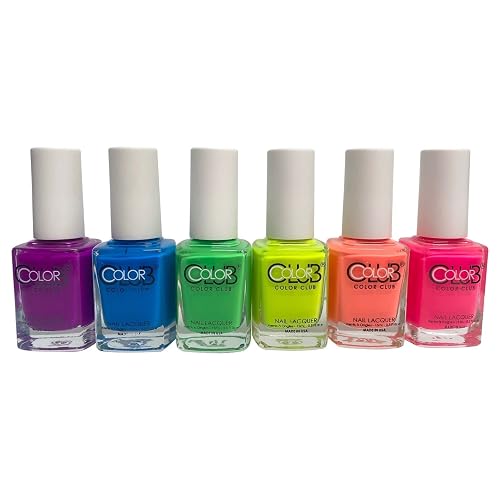 Color Club Neon Nail Lacquer Set - 6 Vibrant Shades
