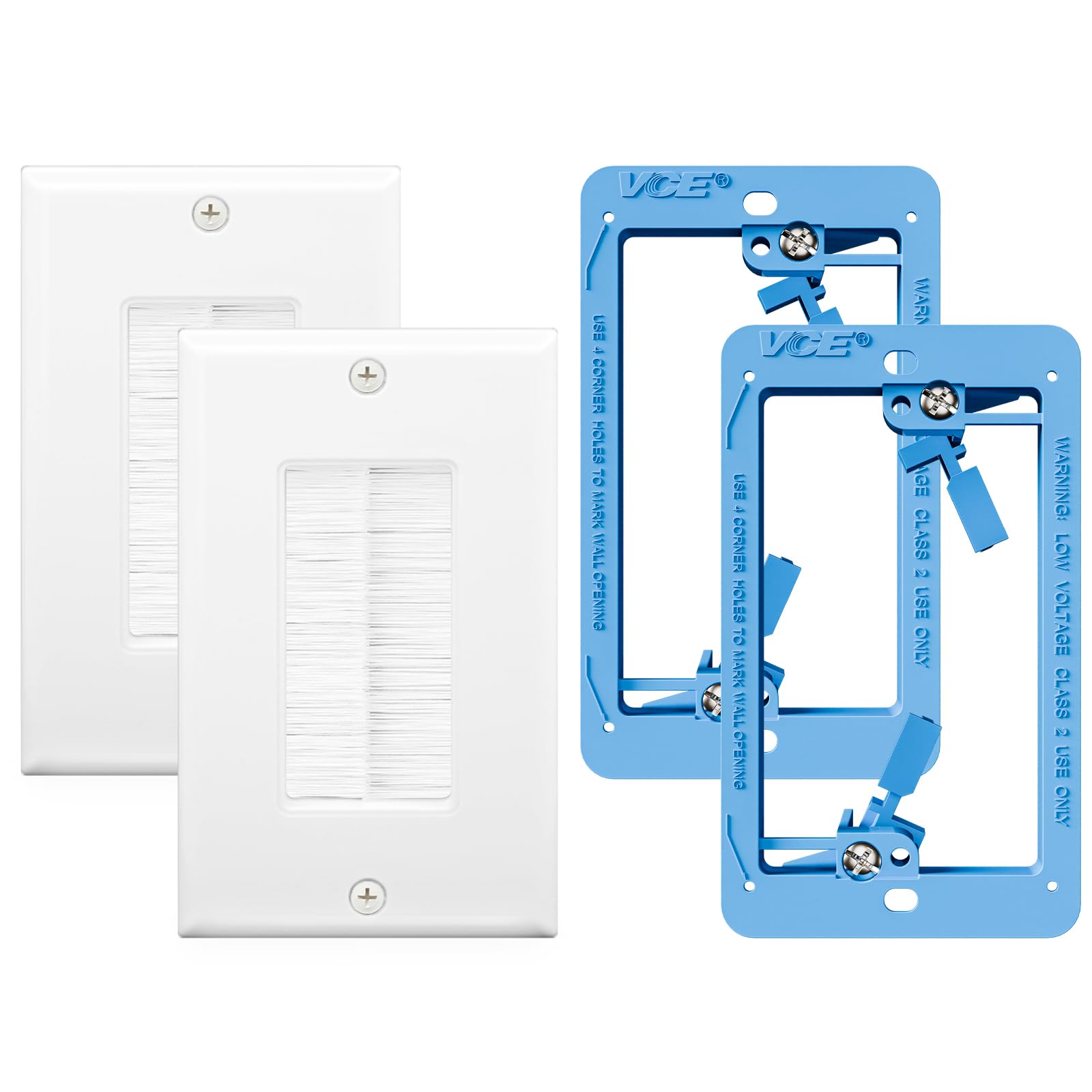 VCE Brush Wall Plate Cable Pass Through with Bracket, White, 2-Pack — Amazon image 9