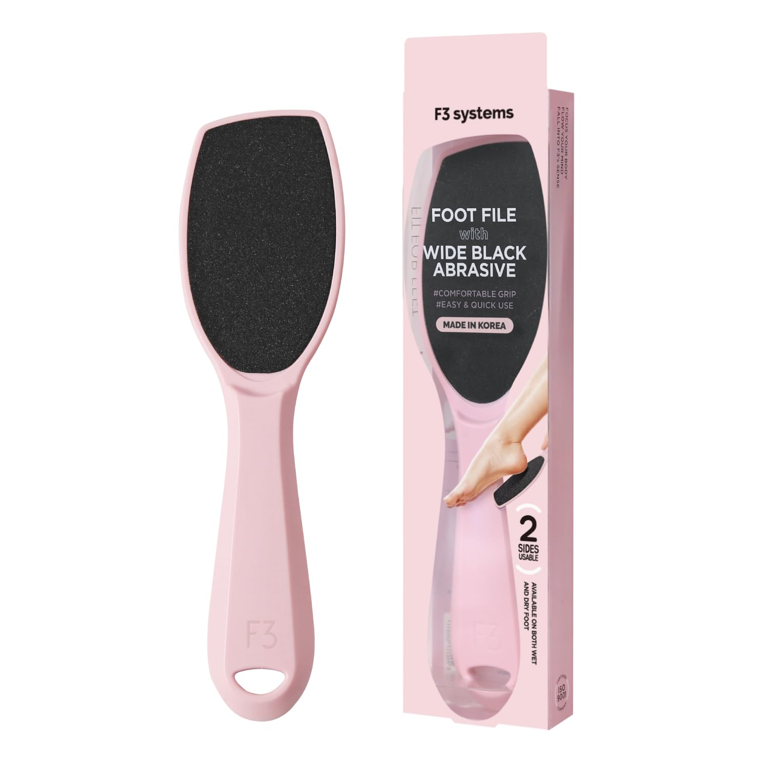 F3 Systems, Wide Emery(Pink), Double-Sided Pedicure Tool, Colossal Foot File for Men & Women, Effective for Cracked Heel, Callus Remover, Foot Scrubber, Professional