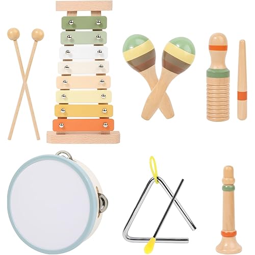 Baby Musical Instruments Set, Toddler Montessori Toys Neutral Colors Percussion Set Preschool Educational Xylophone Music Toys for 2 3 4 Year Old Kids Girls Boys Birthday Gifts