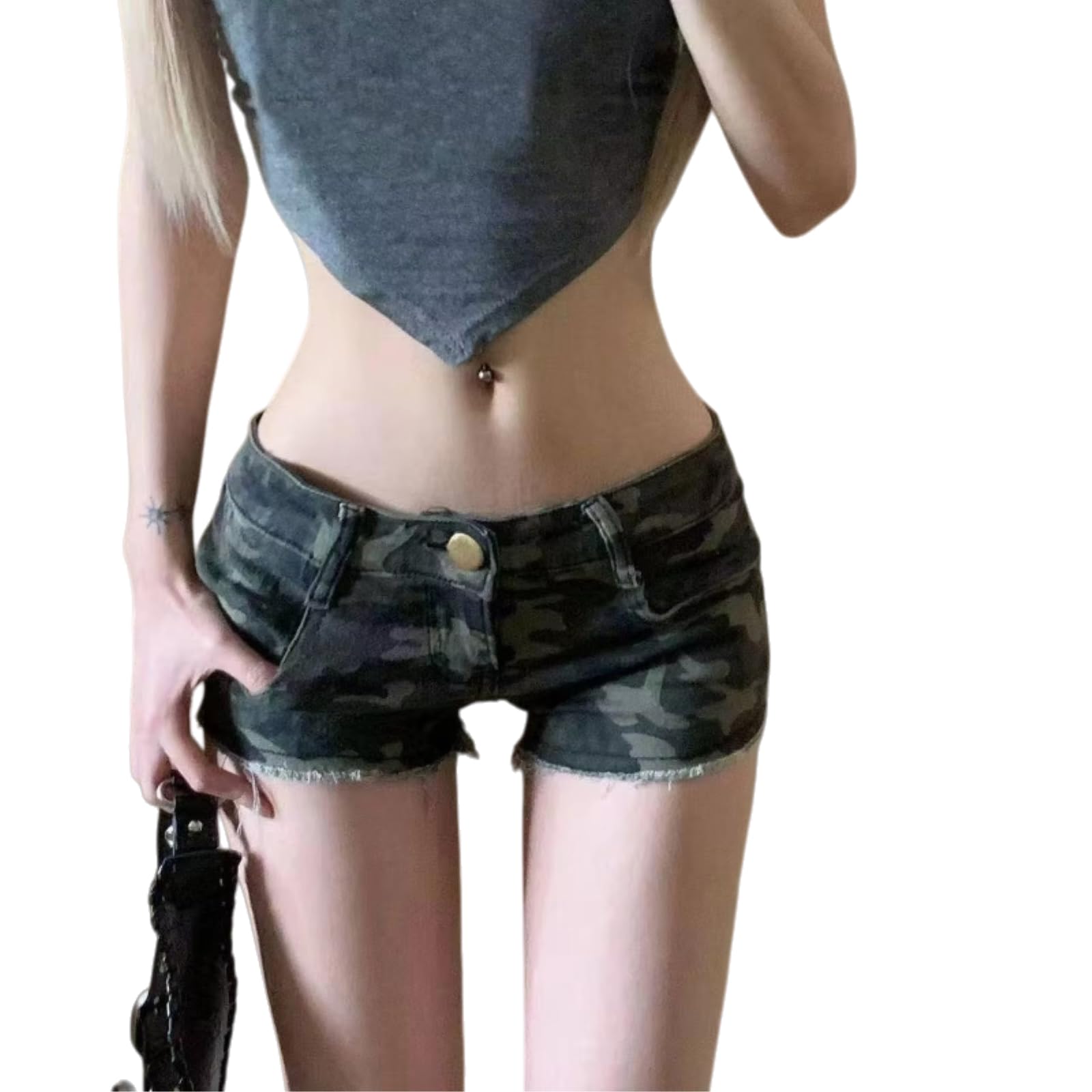 Shorts Jeans Donna Women's Print Denim Shorts, Vita Bassa Casual Jean Slim Fit Summer con Cintura-156-xl