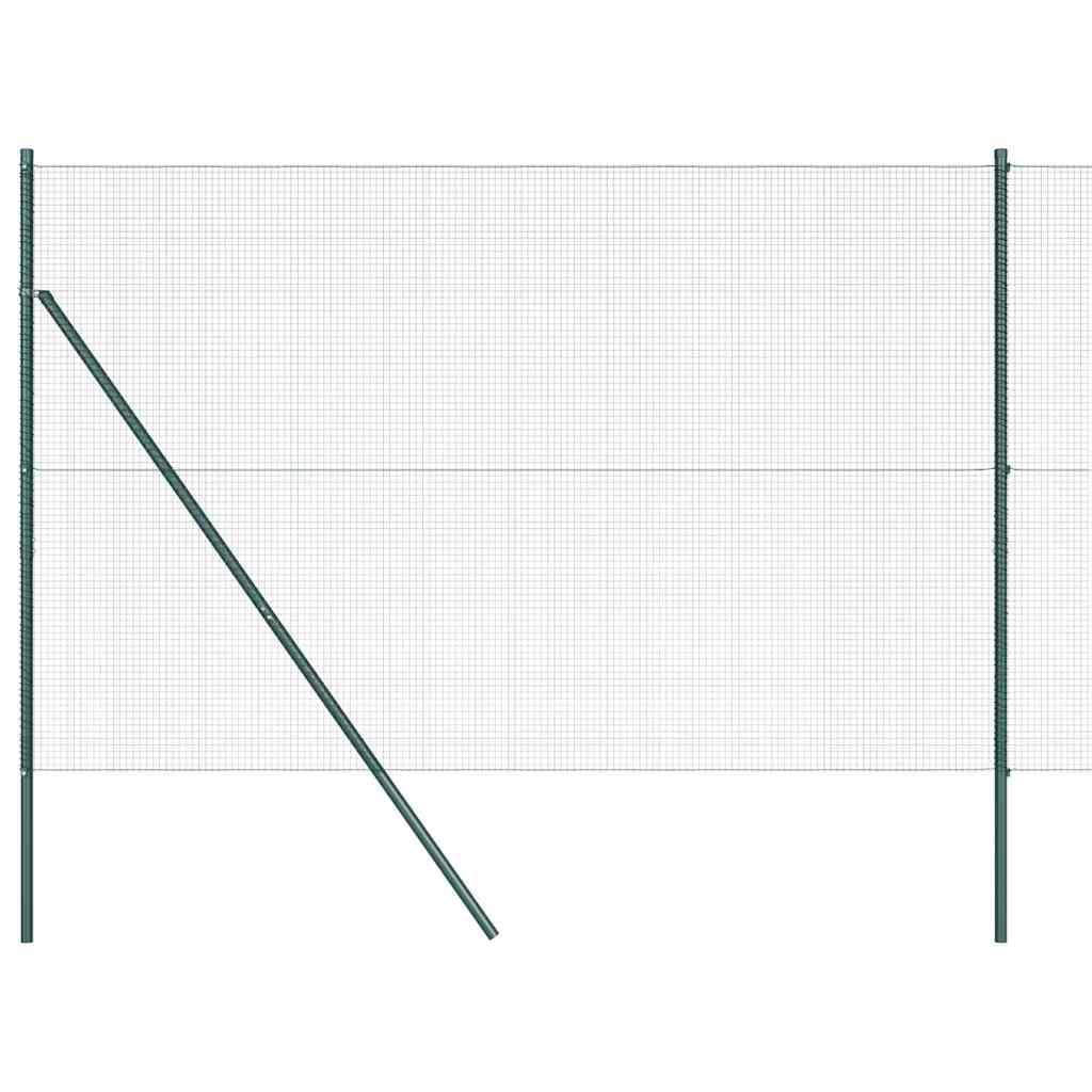 Steel PVC Fence Post Green 10 x 1.6 m 16x16 mm Mesh Garden Perimeter Support Set Weather Resistant Outdoor Boundary