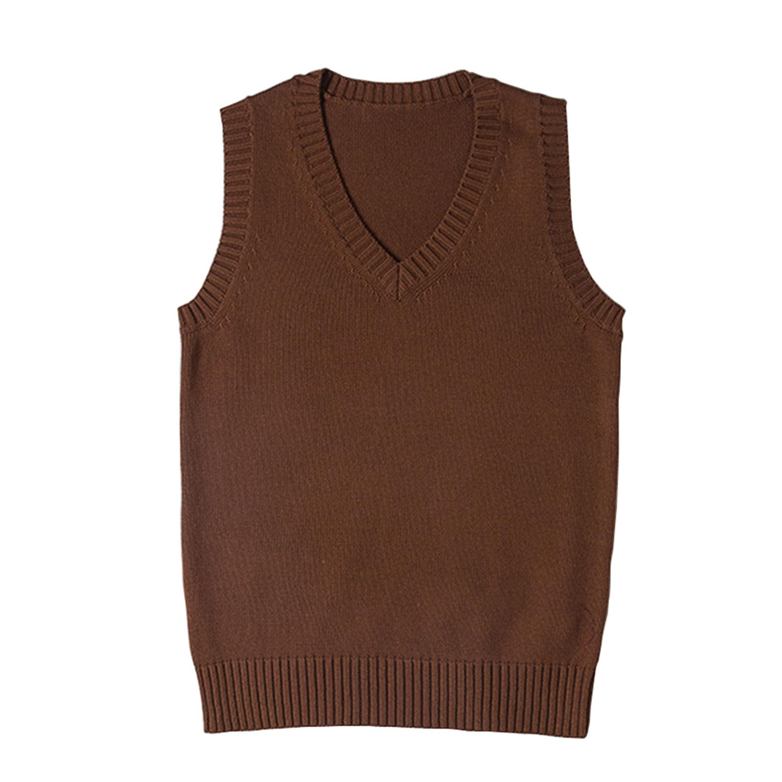 ZUEVI Womens Sweater Vest Classic V Neck Uniform Pullover Knitwear Tops Sleeveless Knitted Sweaters Vests
