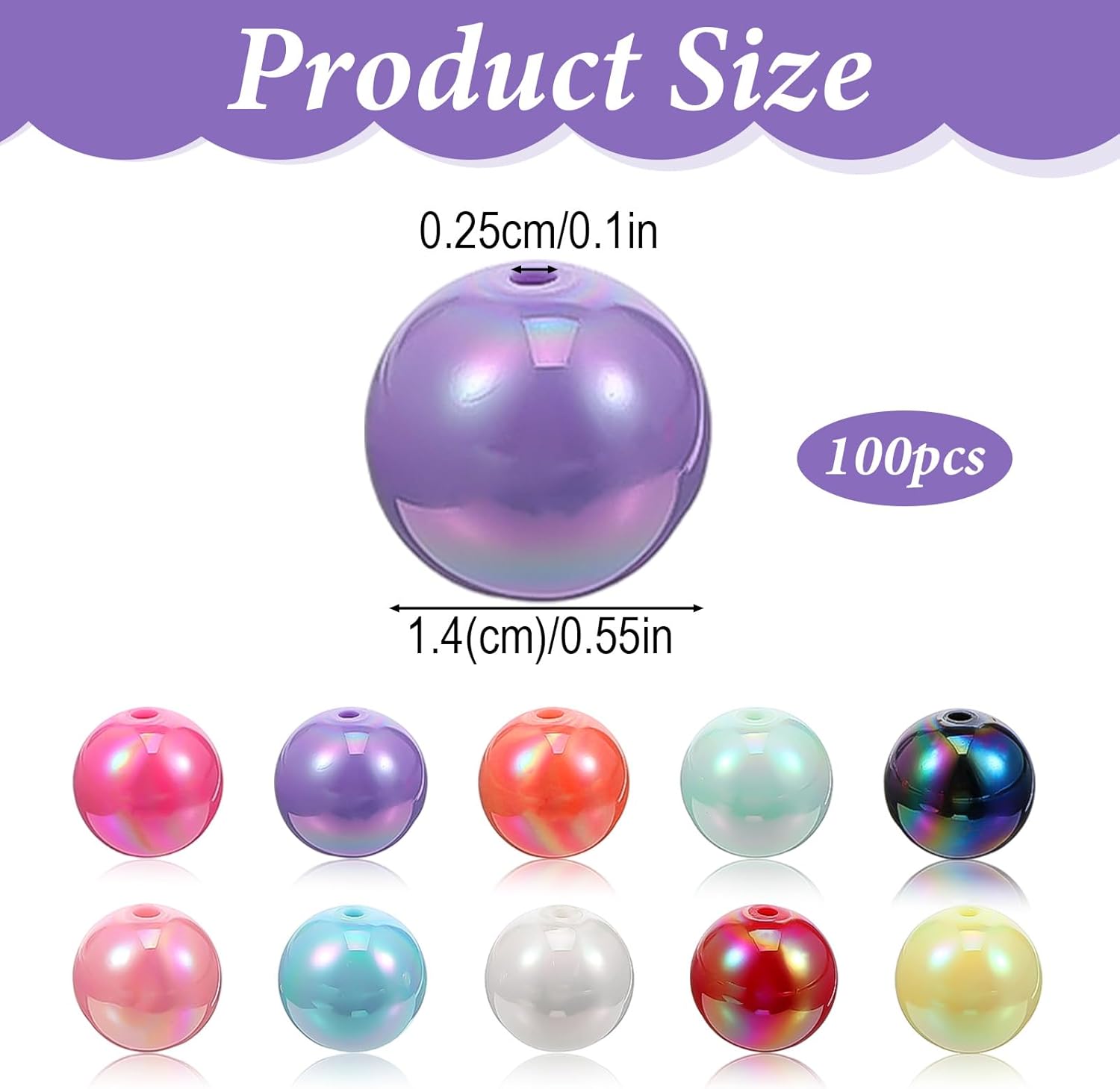 100 Pcs Beads for Beadable Pens, Rainbow Colors Focal Beads for Pens Acrylic Beadable Pen Supplies for Bracelets Jewelry Making Keychains DIY Craft - Image 2