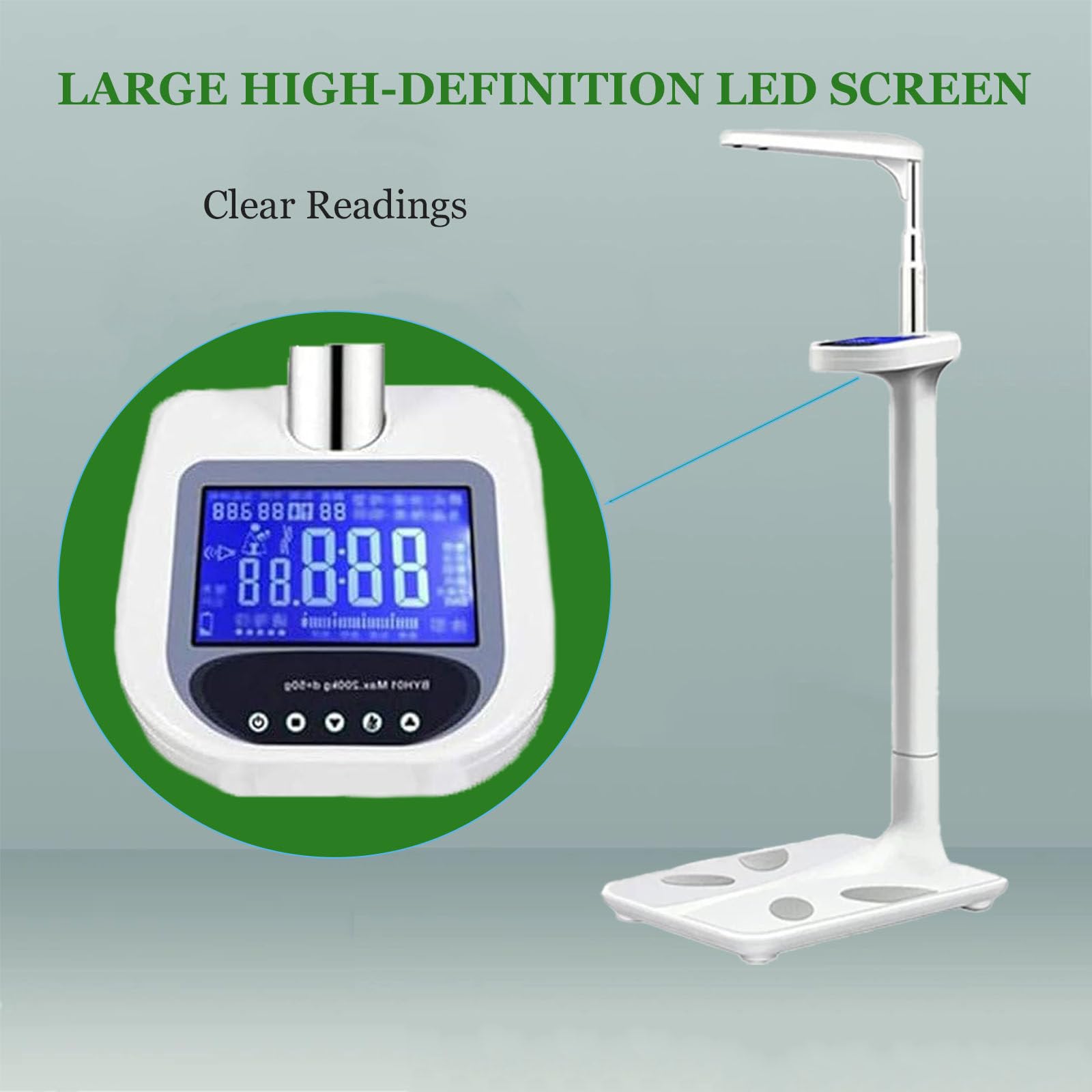 Báscula de Postura para médicos, analizador de Grasa Corporal, balanza médica con Pantalla LCD, báscula de Altura y Peso, medición ultrasónica automática de Alta precisión para el hogar.