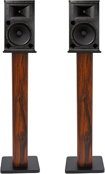 Universal Speaker Stands for Surround Sound, Premium MDF 34 Bookshelf Speaker Stands with Wood Texture, 66.14lbs Capacity, Top Plates, 1 Pair, Brown