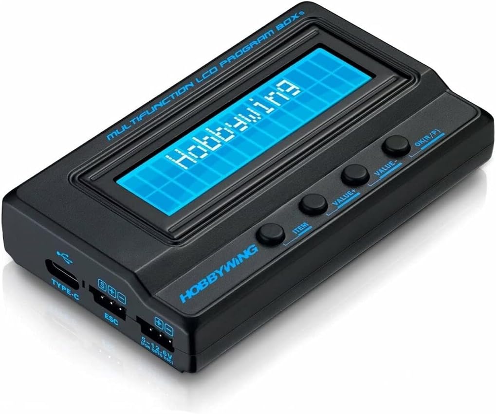 HW HOBBYWING LCD Professional Program Box (G2), USB Connectivity, Infrared Wireless Comm Standard, Compatible with Hobbywing Brushless ESCs