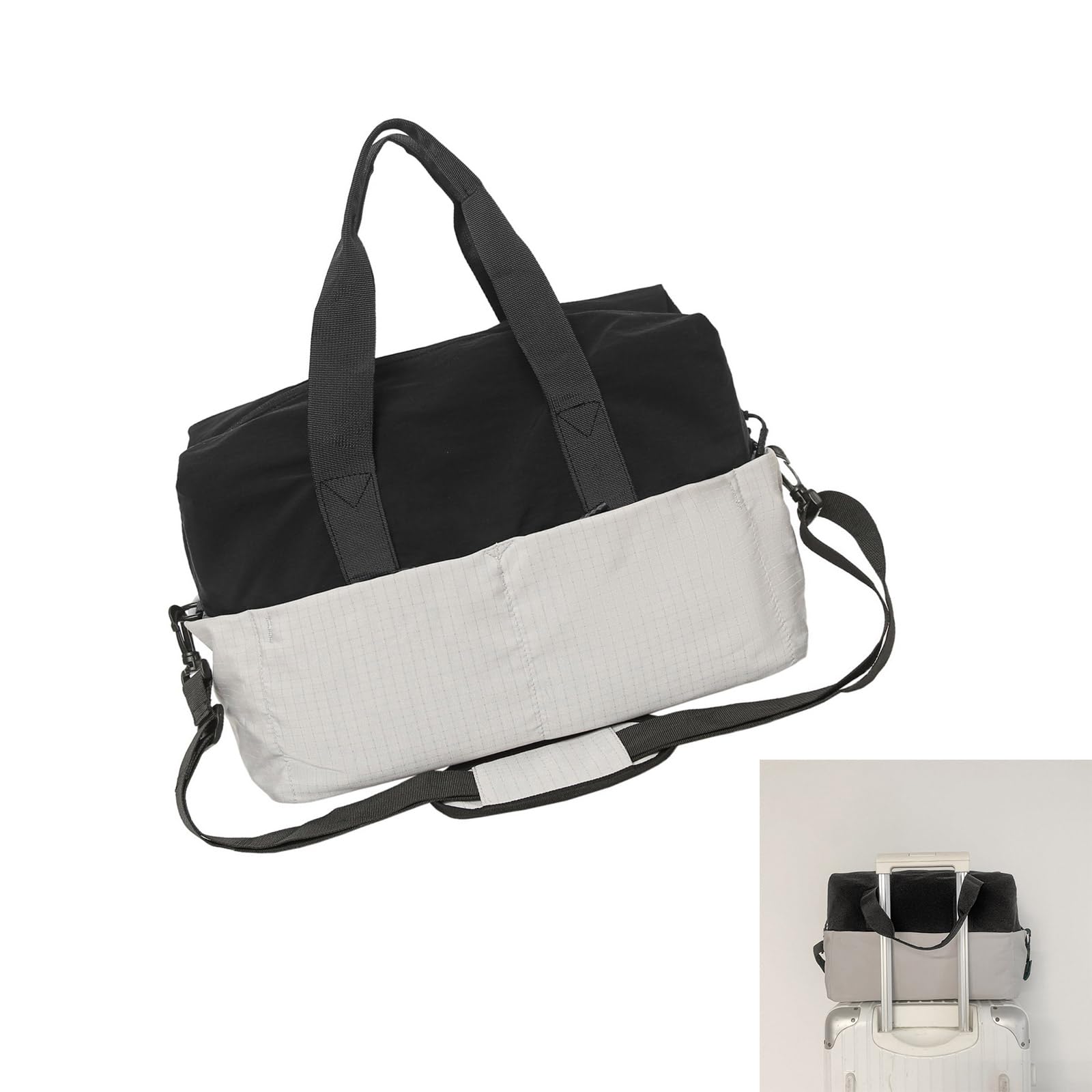 Borsa da viaggio leggera, spaziosa borsa a tracolla in tessuto Oxford, grande borsa sportiva con più scomparti, borsa sportiva da viaggio con tasche, cachi