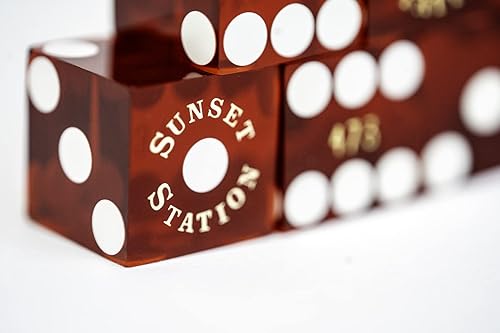 Miniatura 7 de Auténticos dados usados en el casino de Las Vegas, 15 piezas, rojo pulido, rojo esmerilado, verdeazulmorado, grado profesional con números de serie,