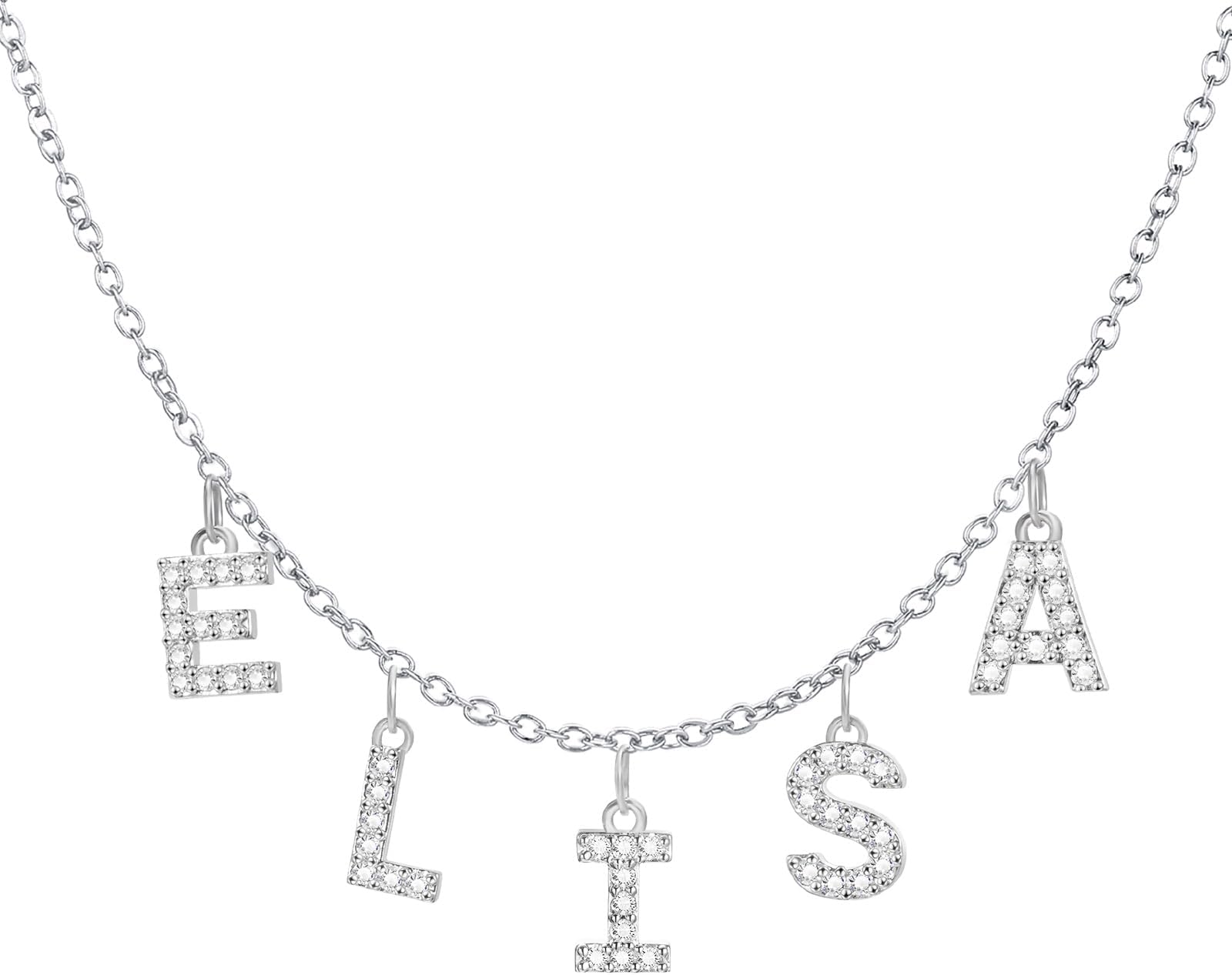 XUANPAIName Necklace Personalized,Stainless Steel Initial Choker Name Necklace with Cubic Zirconia Dainty Customize Letter Necklace for Women