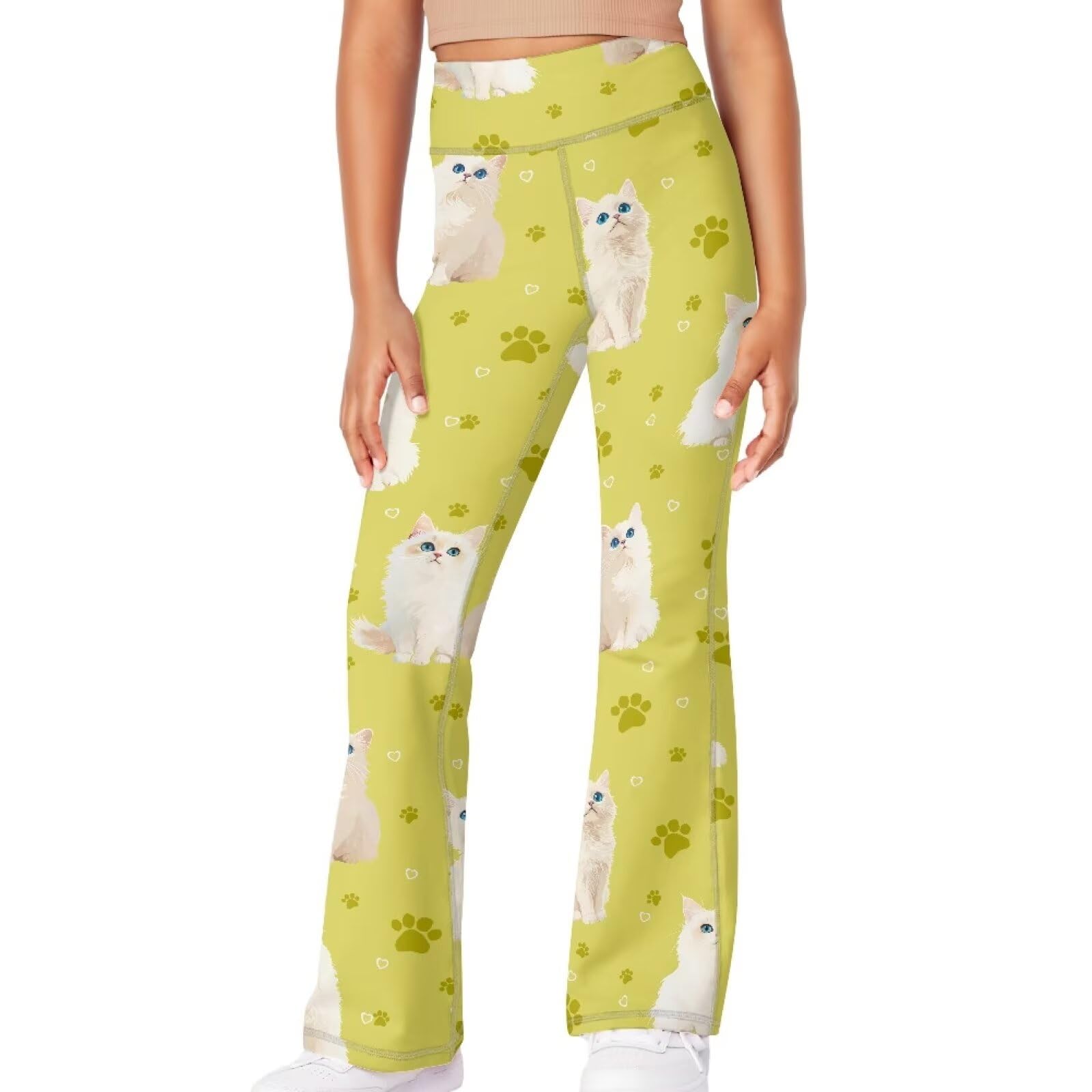 Girls Leggings Floral Print High-Waisted Flared Pants 5-14 Years