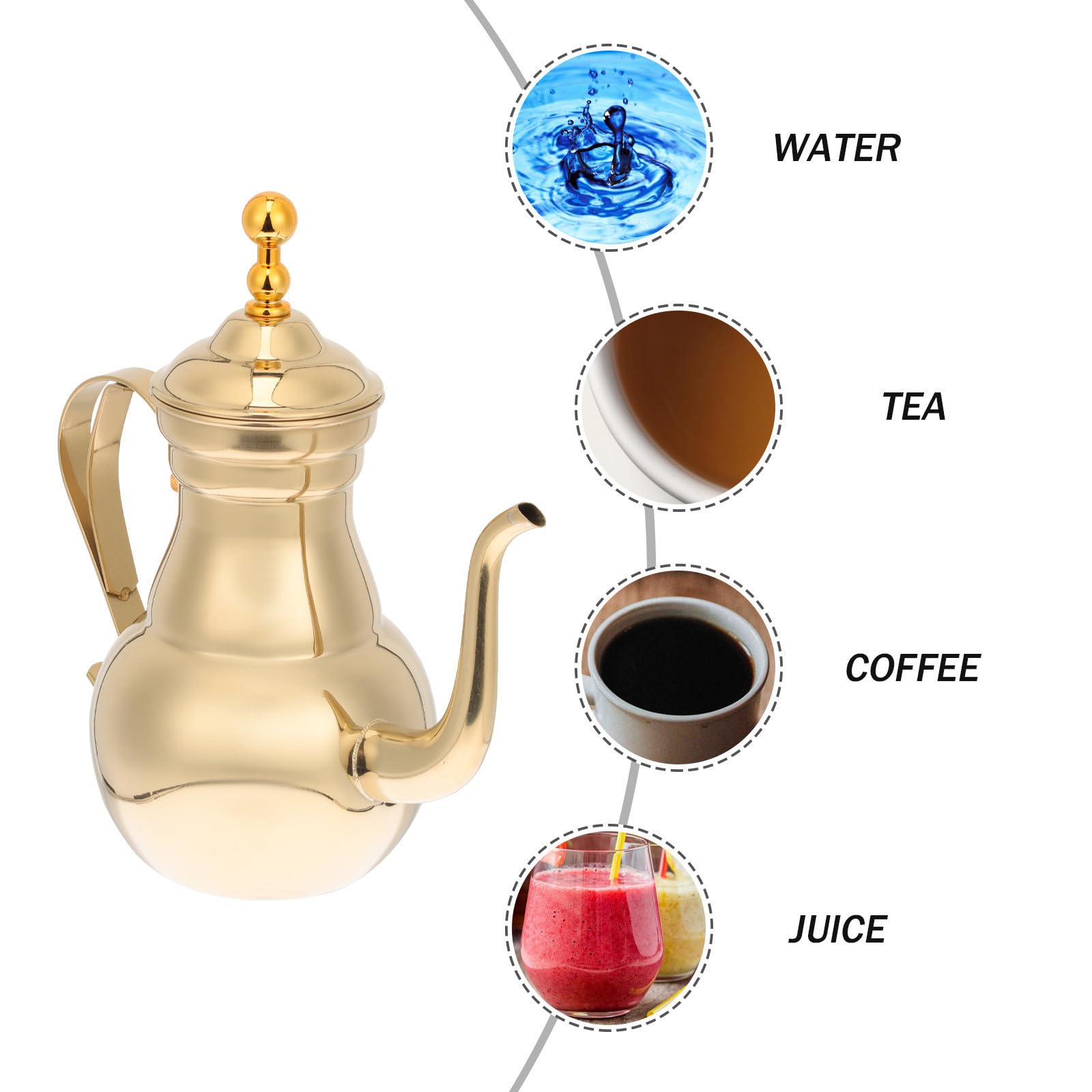 Pentola Stile Medio Oriente per Caffè in Acciaio Inossidabile Filtro Integrato e Beccuccio lungo Anti-scald per Ufficio e Caffetteria