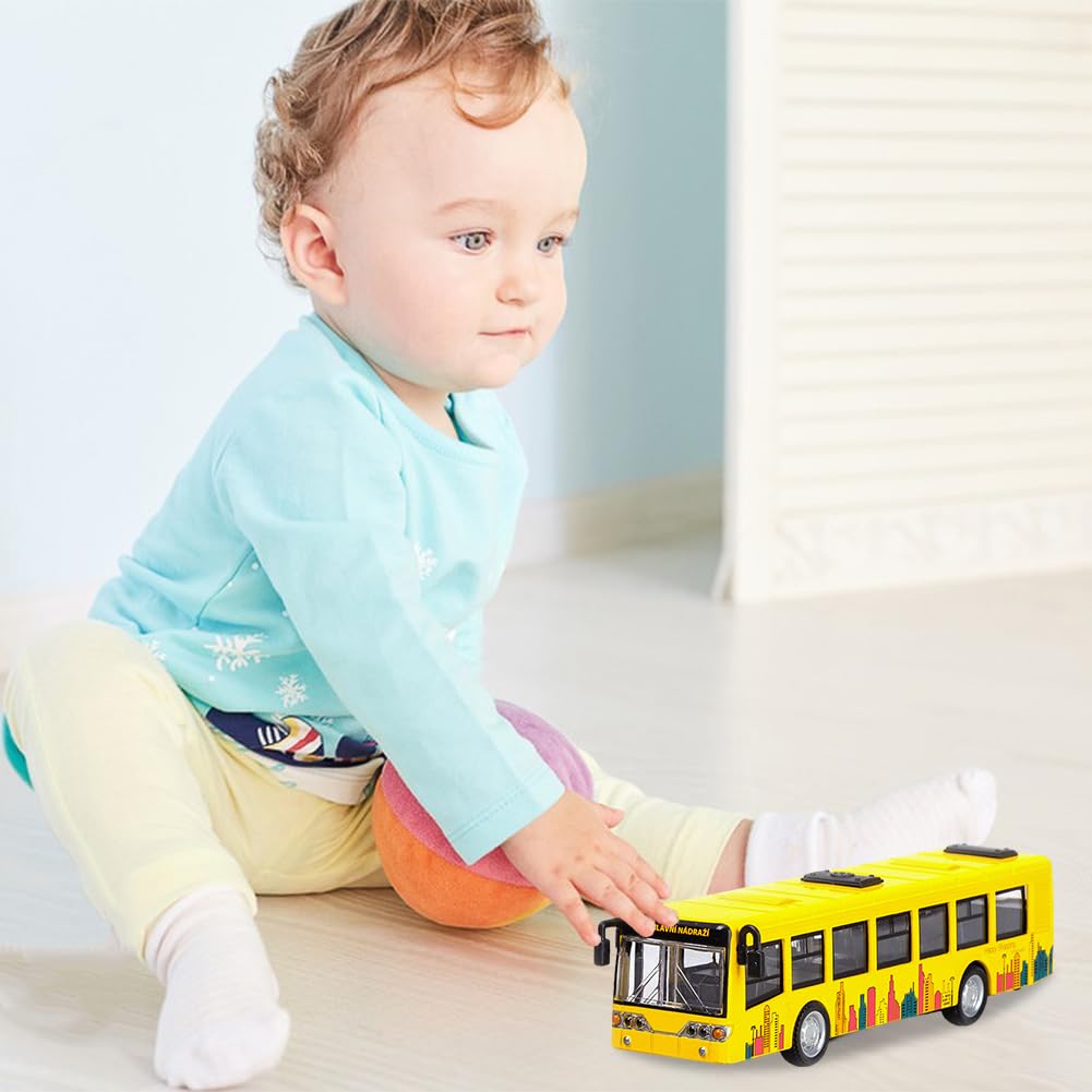 Autobús de Juguete, Coches de Juguetes para Niños Modelo de Autobús Tirar Hacia Vehículos Mini Autobúses de Juguete Vehículos Fricción Mini Auto de Juguetes Regalo Cumpleaños para Niños(Amarillo) — view 8