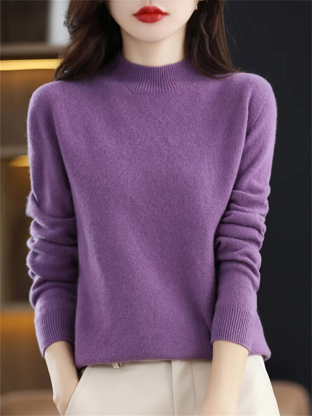 Modny damski sweter z dzianiny golf z długim rękawem sweter jesień sweter top