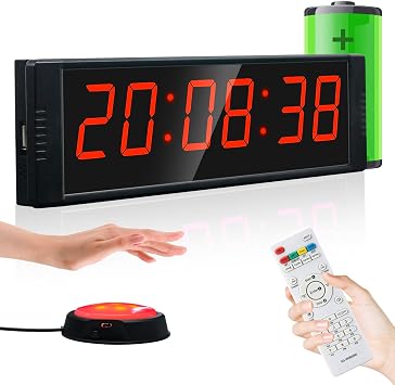 Countdown Timer Gym Timer mit Start-/Stopp-Taste 6 Stelliges Stoppuhr Digital mit Fernbedienung Tragbar Intervall Time 12/24H LED Digital Uhr für Workout Fiteness Sport Home Gym Garage
