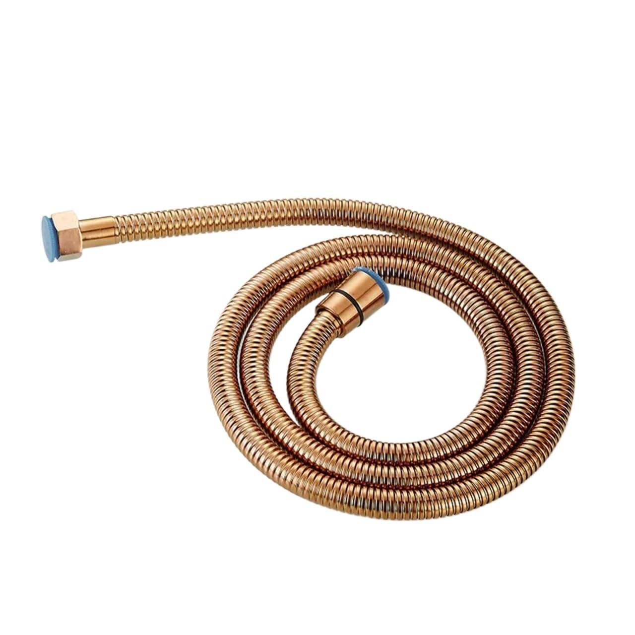 Xvdrfsd Rose Gold Shower Hose G1/2" Flexible Brushed Gold Shower Hose 1.5M Antique Plumbing Stainless Steel Gray Bathroom Water Head Pipe(Rose Gold)
