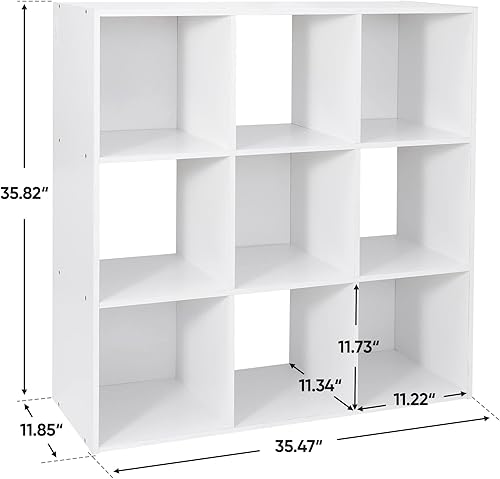 Miniatura 2 de Estante organizador de almacenamiento de 9 cubos con 5 paneles traseros extraíbles, estantería independiente de madera abierta de 3 niveles para el