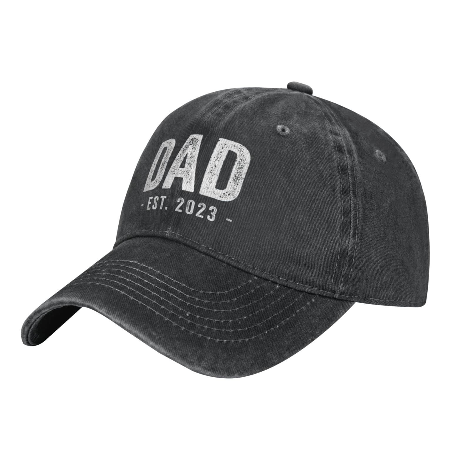 Dpgufpv Unisex Black Hat Dad Est. 2023 Father's Day Cowboy Hat Men Baseball Cap Women Trucker Hat Dad Cap Fishing Hat Sun Hat