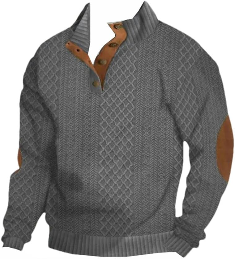 autumn and winter men's outdoor casual standing collar long sleeved knitted pullover sweatshirt