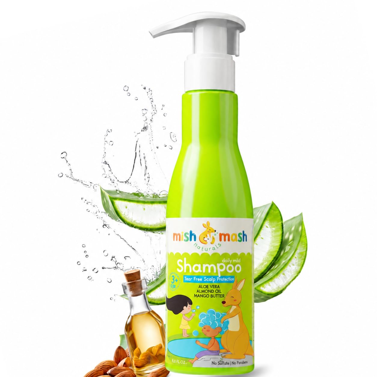 Mishmash Scalp Protection Mild Shampoo for 3-12 years | Allergen-Free | Almond, Aloe Vera, Mango Butter | No Parabens or Sulfates | 100% Vegan & Ayurvedic (200ml x 1)-picture-24