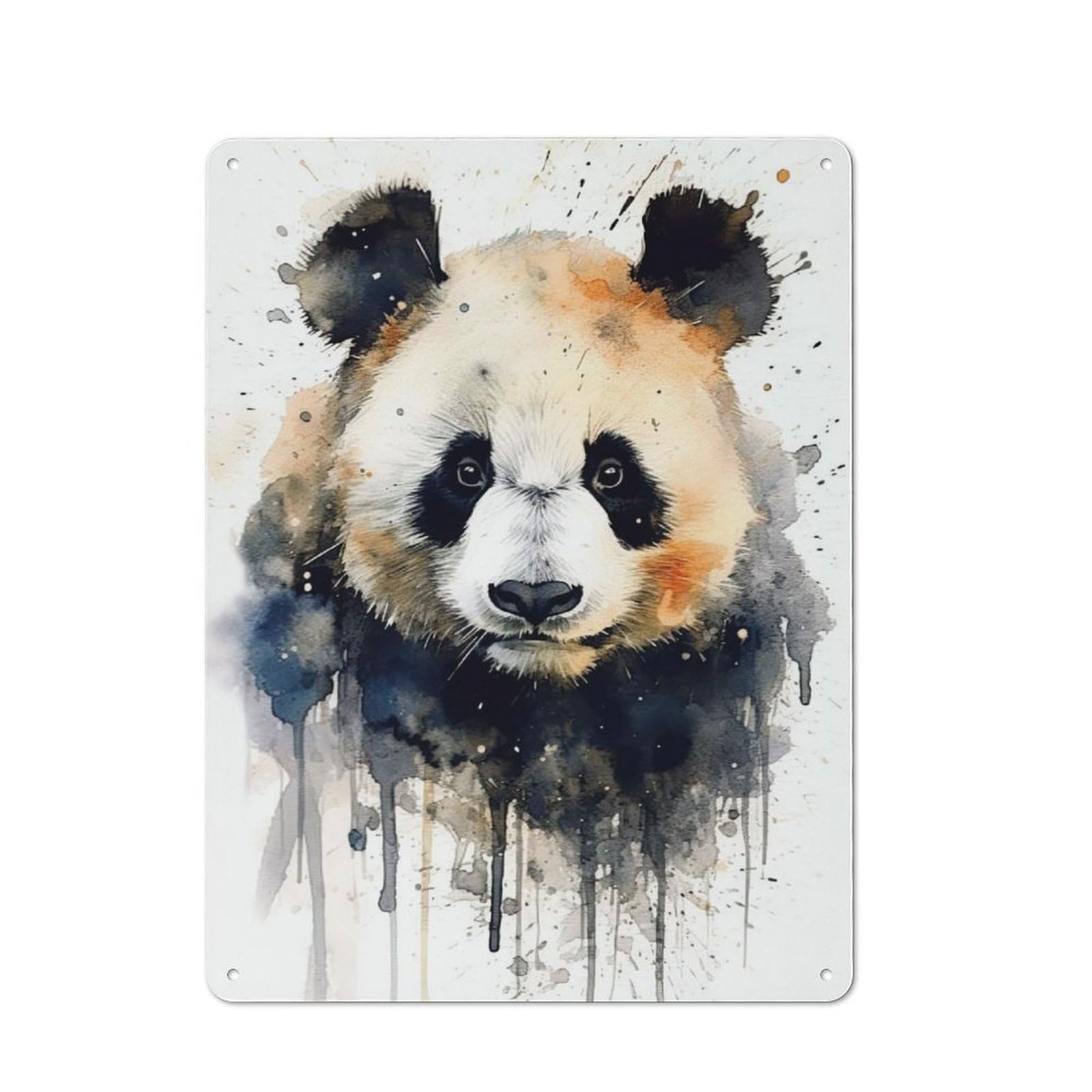 Junmoney Panda Watercolor Vintage Metal Plaque 40X30cm Featuring For Garage Wall, For People Furnishing A Garage