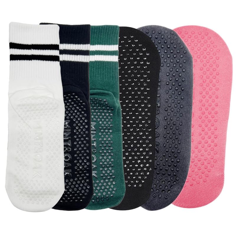 Image of Mint & Oak Full Length Yoga Grip Socks For Women (Set Of 3) | Pilates & Yoga Socks With Grips | Non-Slip Yoga, Pilates, Barre, & Gym Workouts Socks | Stylish & Versatile Women Socks